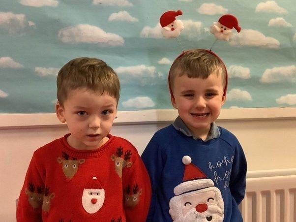 Pupils wore their Christmas jumpers and ran around the new track together.