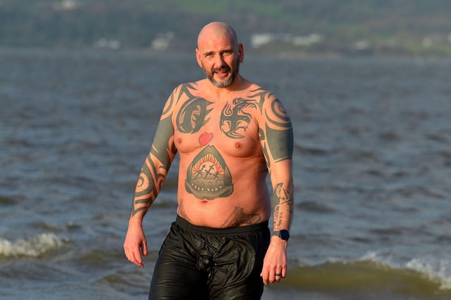 Founder Gary Rutherford pictured at the ARC Fitness New Year’s Day Charity Swim at Lisfannon beach, Inishowen. Photo: George Sweeney.  DER2152GS – 014