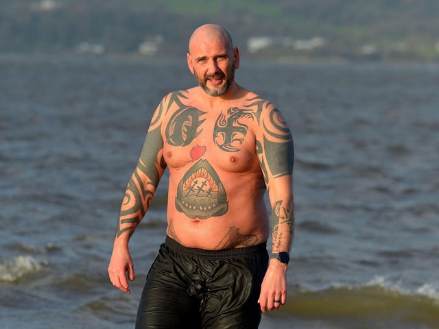 Founder Gary Rutherford pictured at the ARC Fitness New Year’s Day Charity Swim at Lisfannon beach, Inishowen. Photo: George Sweeney. DER2152GS – 014