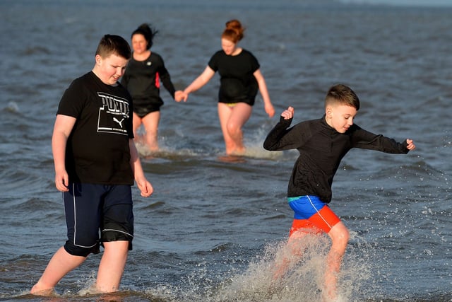 Young lads who took part in the ARC Fitness New Year’s Day Charity Swim at Lisfannon beach, Inishowen. Photo: George Sweeney.  DER2152GS – 018