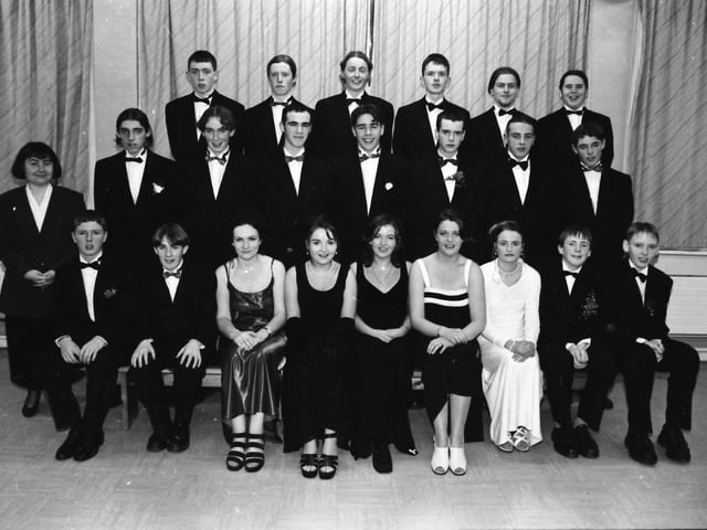 Class 5C pictured with teacher Ms. Lorna Barron at the Scoil Mhuire formal in Buncrana.