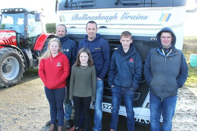 Supporting the Young Farmers' Club tractor run at Rathfriland last Saturday (from left) Alexander McCready and Daughter Leah, David, Lauren and Seth Henning and Mark McKibben