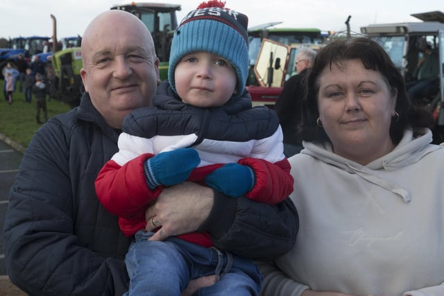 Henry David and Kelly pictured at Mosside Presbyterian Church Tractor run on Saturday to raise funds for the Air Ambulance Northern Ireland. PICTURE KEVIN MCAULEY/MCAULEY MULTIMEDIA