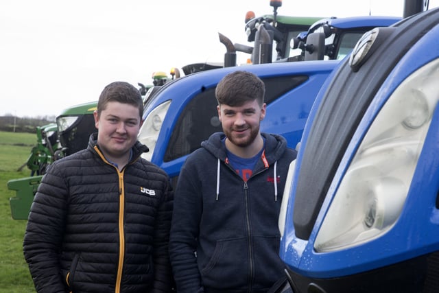 Alex Mulholland and Matthew Louden pictured at Mosside Presbyterian Church Tractor run on Saturday to raise funds for the Air Ambulance Northern Ireland. PICTURE KEVIN MCAULEY/MCAULEY MULTIMEDIA