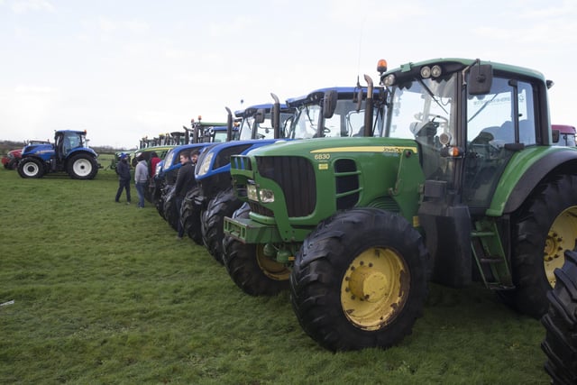 Line up  at Mosside Presbyterian Church Tractor run on Saturday to raise funds for the Air Ambulance Northern Ireland. PICTURE KEVIN MCAULEY/MCAULEY MULTIMEDIA