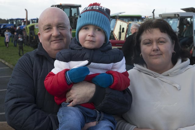 Henry David and Kelly pictured at Mosside Presbyterian Church Tractor run on Saturday to raise funds for the Air Ambulance Northern Ireland. PICTURE KEVIN MCAULEY/MCAULEY MULTIMEDIA