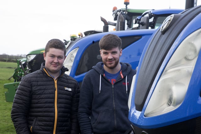 Alex Mulholland and Matthew Louden pictured at Mosside Presbyterian Church Tractor run on Saturday to raise funds for the Air Ambulance Northern Ireland. PICTURE KEVIN MCAULEY/MCAULEY MULTIMEDIA