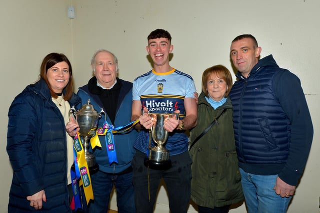 Jason McAleer pictured with family members at Steelstown clubhouse on Sunday evening