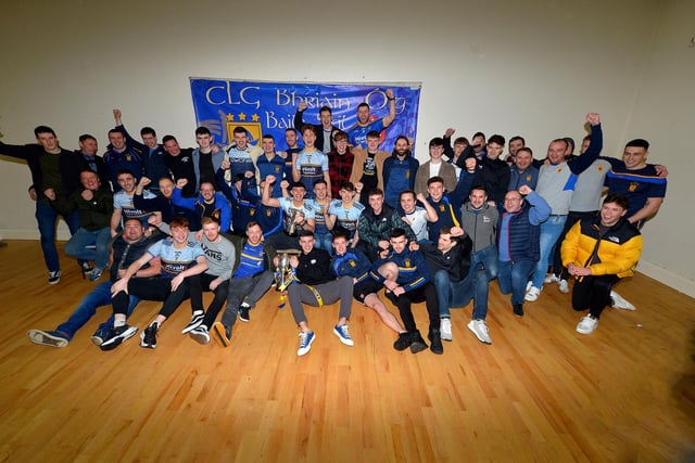 Steelstown players pictured at their clubhouse on Sunday evening as the celebrations continued.