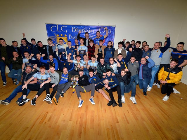 Steelstown players pictured at their clubhouse on Sunday evening as the celebrations continued.