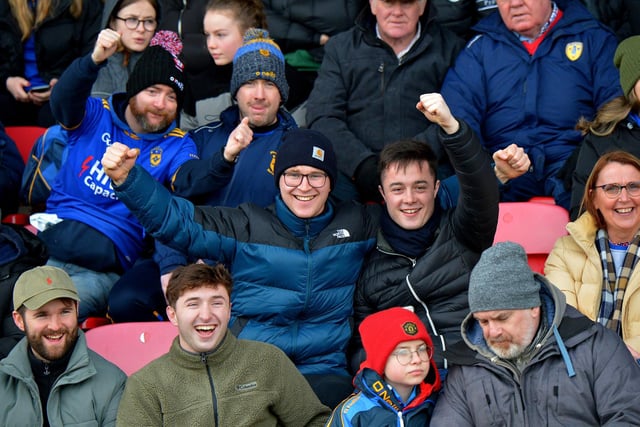 The game is going well for these Steelstown supporters during the second half.