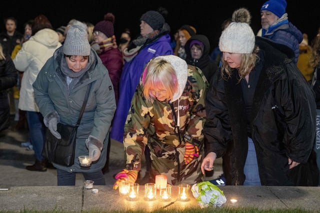14/01/22 MCAULEY MULTIMEDIA...A candlelit Vigil is held in Portrush Co Antrim in memory of Ashling Murphy who was brutally murdered in Tullamore. Picture Steven McAuley/McAuley Multimedia