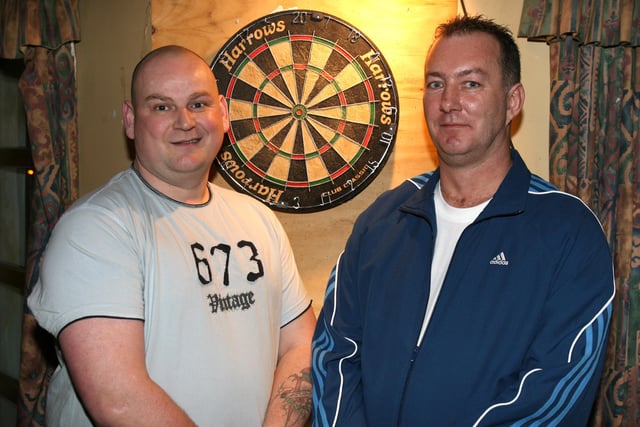 The 3 Amigo's team who played during the charity darts night at Portstewart Football Club. From left, Robert Duncan and Raymond Watt. CR2-151PL
