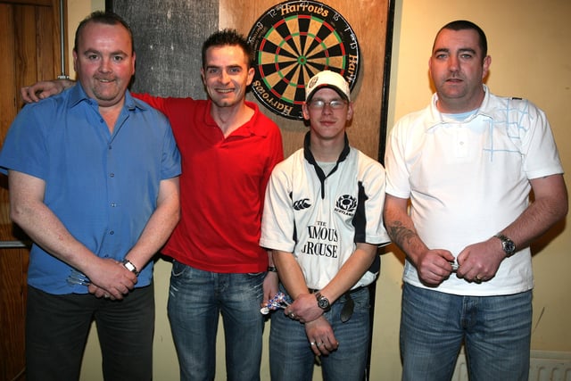The Fairley's team who played during the charity darts night at Portstewart Football Club. From left, Davy Toner, Kevin Scanlon, Davy Ramage and Barry McLaughlin. CR2-150PL