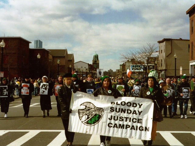 March 1997... Bloody Sunday families march in Boston in the USA.