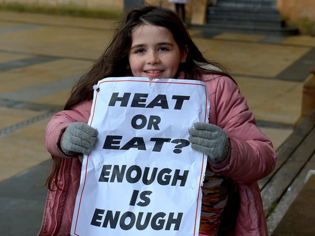 Erin McLaughlin was at the Derry Against Fuel Poverty rally in Guildhall Square on Saturday afternoon last. Photo: George Sweeney. DER2206GS – 141