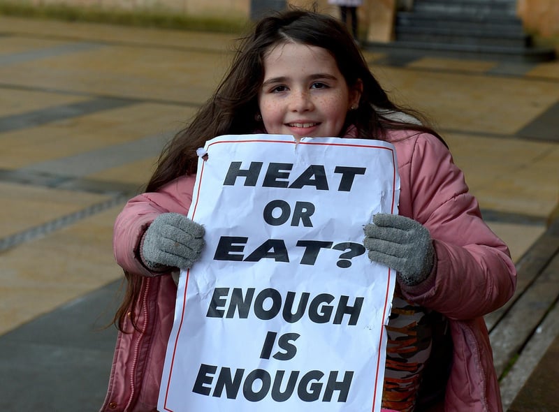 Erin McLaughlin was at the Derry Against Fuel Poverty rally in Guildhall Square on Saturday afternoon last. Photo: George Sweeney.  DER2206GS – 141