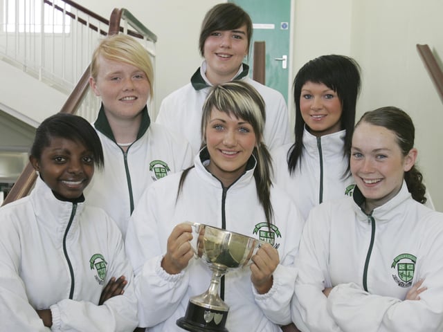 St. Cecilia's College Year 12 Netball team, winners of the Westeran Area Intermediate Netball final. Front, from left, are Kimberly Doherty, Nicola Harkin and Lisa Coyle. Back, from left, are Krystal Simpson, Aoife O'Kane and Laura Grant. (2706C01)