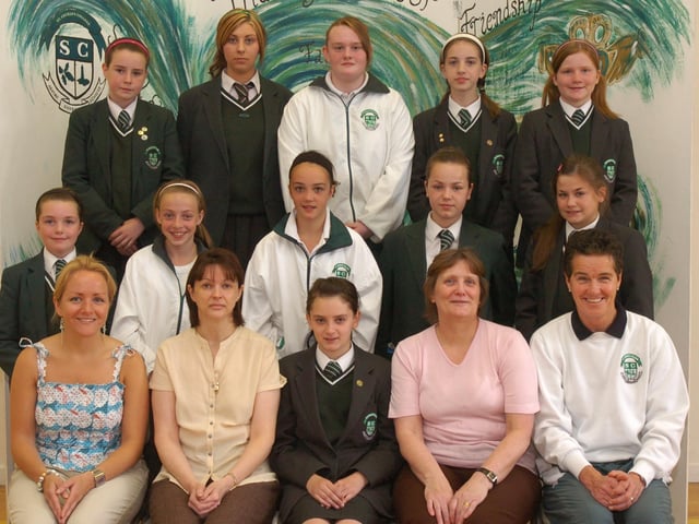 Pupils and staff from St Cecilia's College who raised £350 for the Foyle Hospice after participating in the female walk/run. (2706PG32)