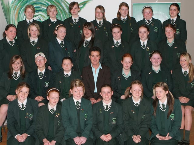 St Cecilia's College Year 10 Prefects with vice-principal, Roisin Lynch at the annual Junior Prizegiving. (0107T07).