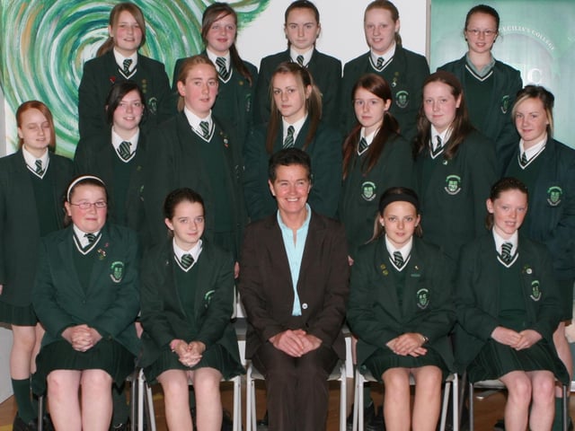 St Cecilia's College students who received Commitment Awards at the Junior Prizegiving. Included is Roisin Lynch, vice-principal. (0107T08).