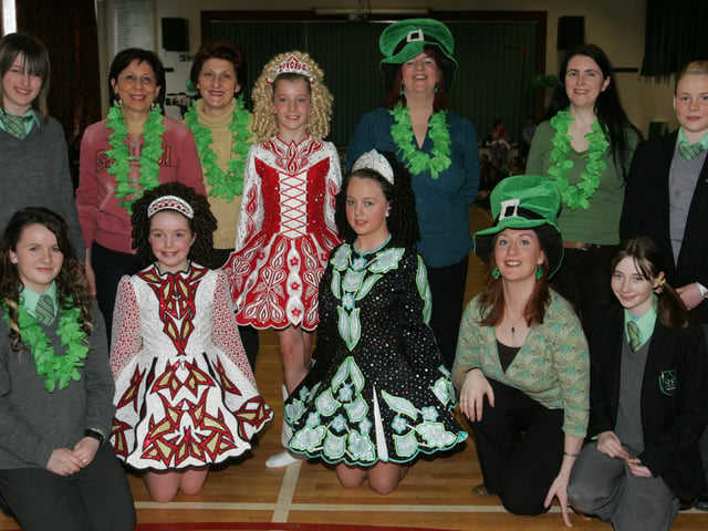 Students and teachers from St. Cecilia's College and Strabane High School who participated in a Ceili at St. Cecilia's College. (1703jb61)