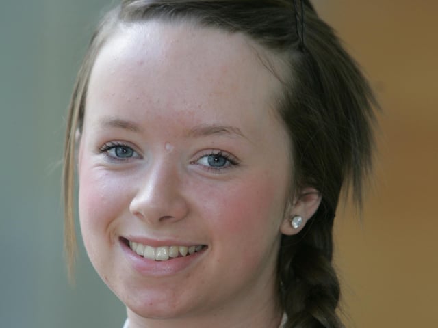 Caitlin Mullan, winner oft he Solo recorder (14 - 16) and also a member of the winning St. Cecilia's College ensemble winners of the 13 - 16 recorder. (2504JB1)0