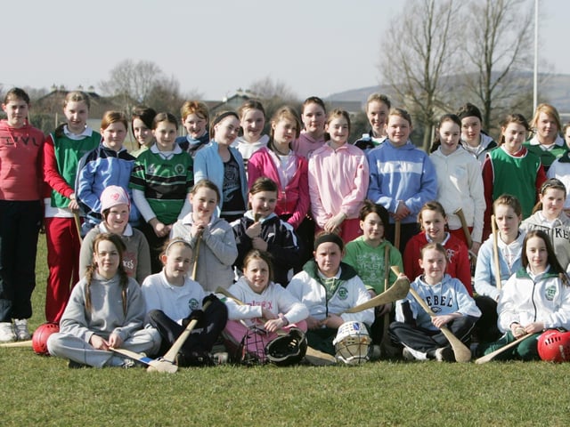 Students from St. Cecilia's College who participated in a camogie training course at Templemore Sports Complex organised by the Na Magha club in Derry. (2403JB27)