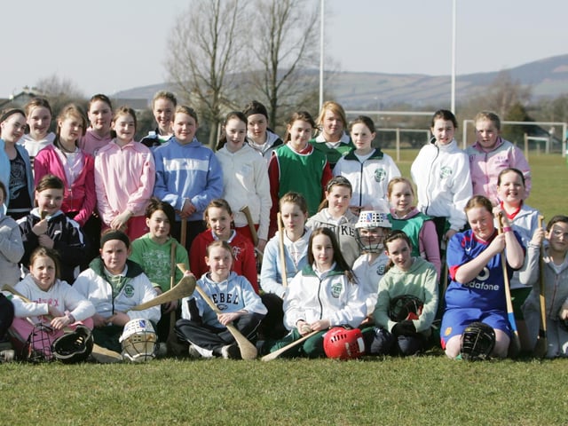Students from St. Cecilia's College who participated in a camogie training course at Templemore Sports Complex organised by the Na Magha club in Derry. (2403JB27)