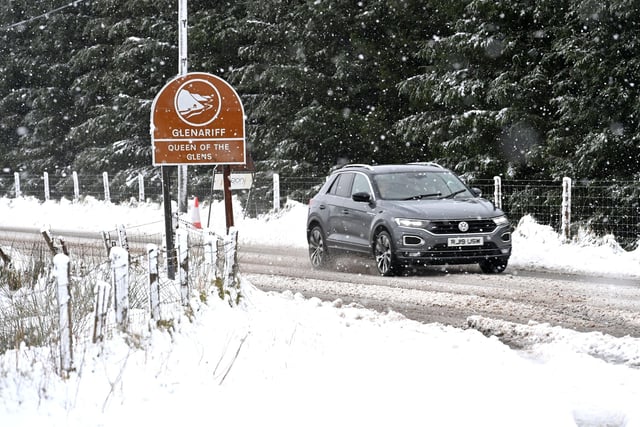 The Glens of Antrim area was covered with snow brought by Storm Eunice. Picture: Stephen Hamilton/Presseye