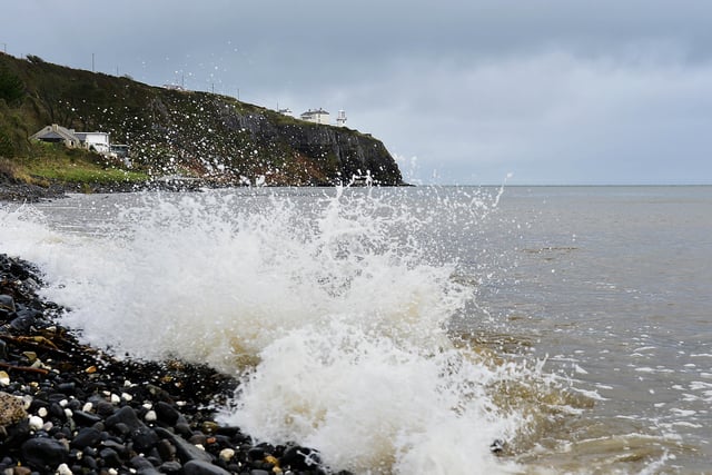 Waves crash the rocks at Whitehead in Co Antrim.
 Picture: Arthur Allison/Pacemaker Press