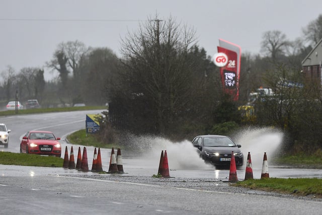 The A1 road near Banbridge was flooded by heavy rain on Sunday. Picture: Arthur Allison/Pacemaker Press.