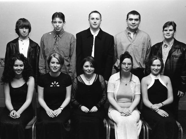 Seated from left are Aine Carlin, Helen Cunning, Maggie Black, Joanne Cullen and Helen Boyle. Standing, from left, are James Quigley, Adam Finlay, Matt Boyle, John Paul Harkin and Brendan Coyle.