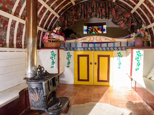 The interior of one of the Traveller Living History exhibits.