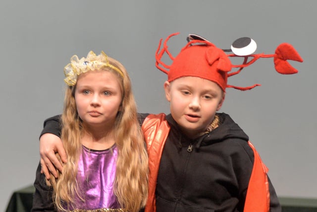Nylah Finley and Laura Dougan pictured during their performance of a scene from 'The Little Mermaid'. INPT09-203.