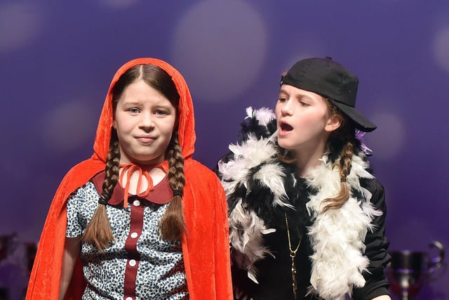 Poppy and Keele perform a duologue from 'Little Red Riding Hood'. INPT10-205.
