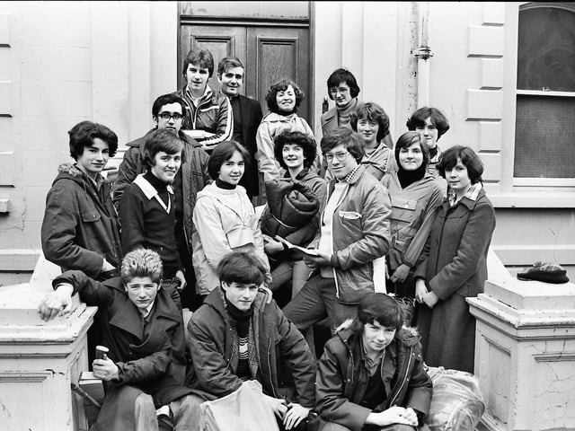 1977... Members of the Waterside Youth to Age group pictured before leaving Derry to take part in a sponsored climb of Mount Errigal for the Trocaire fund.