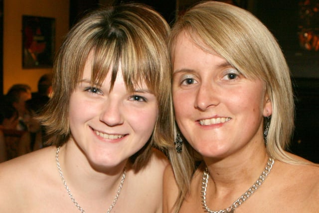 Tanya Johnston and Sharon Henry pictured at the Co Londonderry YFC dinner at Hanover House, Coagh, Co. Tyrone in 2007. Image: Kevin McAuley