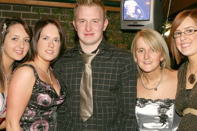 Mark Quigley pictured with Stephanie Canning, Lora Buchanan, Diane Semple and Sharon Henry at the Co Londonderry YFC dinner at Hanover House, Coagh, Co Tyrone. Image: Kevin McAuley