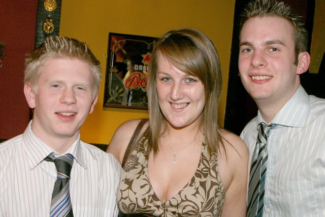 Hugh Herbertson, Jackie Hamilton and William Bolton pictured at the Co Londonderry YFC dinner at Hanover House, Coagh, Co Tyrone back in 2007. Image: Kevin McAuley