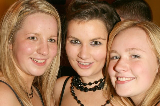 Kathryn Taylor, Hilary Cameron and Kathryn Smyth pictured at the Co Londonderry YFC dinner at Hanover House, Coagh, Co Tyrone in 2007. Image: Kevin McAuley