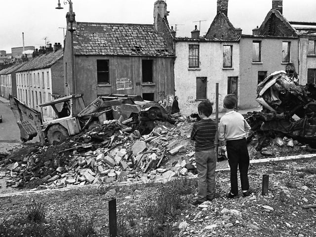 1972... A barricade is removed at Little Diamond in the Bogside.
