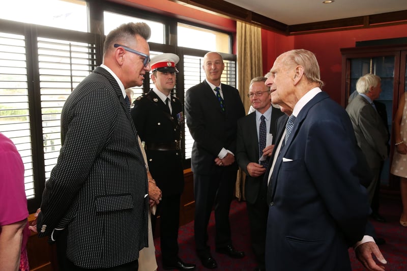 The Queen and The Duke of Edinburgh pictured at a Reception & Civic Lunch at Royal Portrush Golf Club, County Antrim.

The Duke of Edinburgh is pictured meeting Alan Simpson.