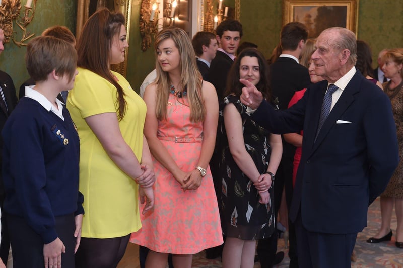 The Duke of Edinburgh meets recipients of the Duke of Edinburgh award at Hillsborough Castle, Belfast, at the beginning of a three day Royal visit to Northern Ireland.