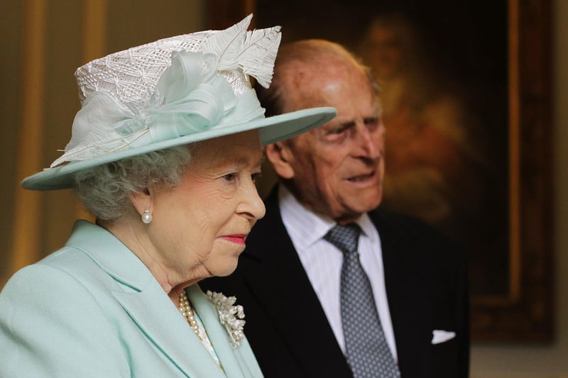 Queen Elizabeth II and Duke of Edinburgh at Hillsborough Castle, Belfast during filming of the Antiques Roadshow on the third and final day of her visit to Northern Ireland.