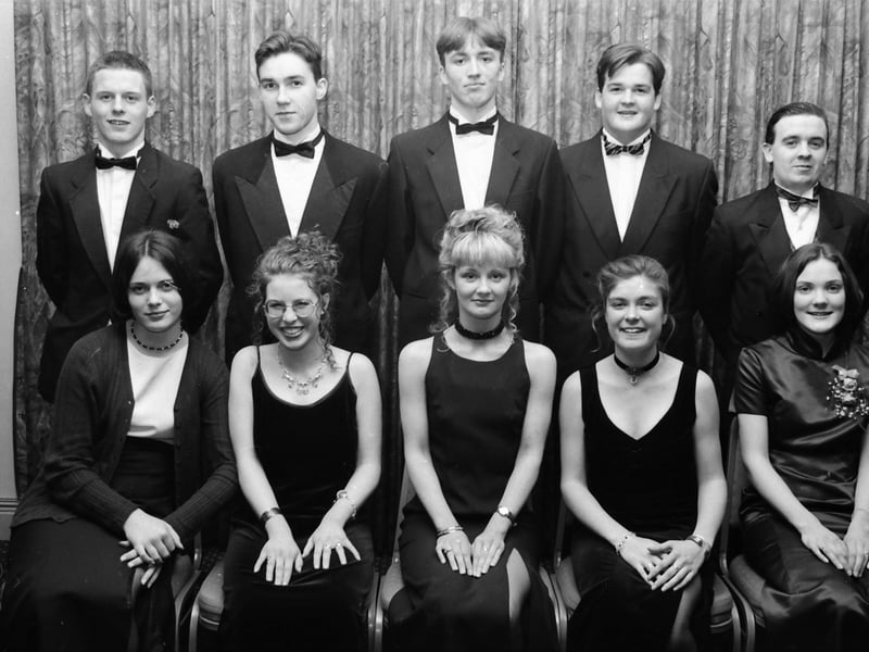 Seated, from left, are Finola McLaughlin, Eadaoin Patton, Lindsey Power, Liz Sinnamon and Stephanie McElhinney. At back are James Morrison, Gerry McCormick, Eamon McGinley, Ian Curtis and Tony Carlin.