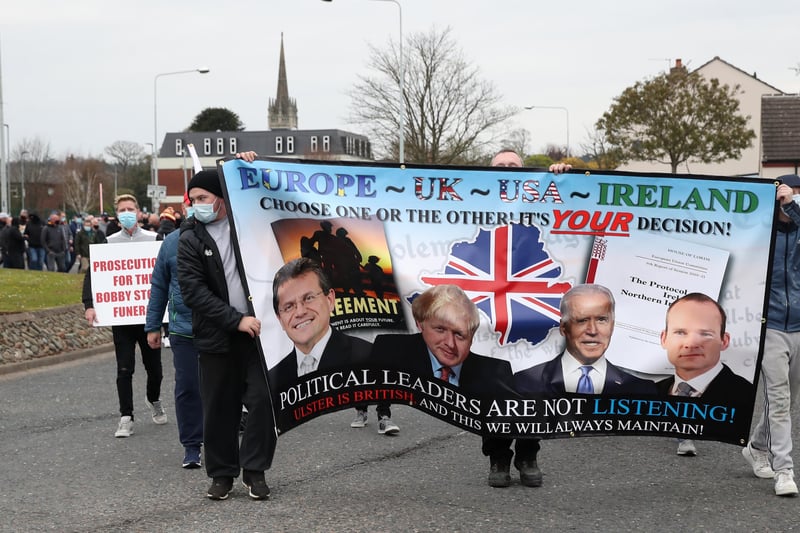 Loyalists opposed to the Irish Sea border took take to the streets in Newtownards and other townsNorthern Ireland this evening.

One message from a group of self-described 'hard line grassroots loyalists' calling itself the 'Loyalist Resistance Force' said "people are fed up with the current situation".