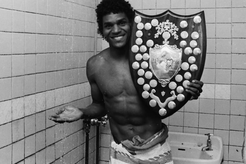 Brazilian midfielder Nelson da Silva celebrates Derry City's FAI Shield win over Longford Town in 1986.