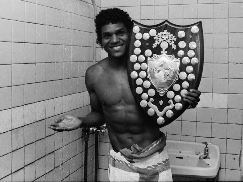 Brazilian midfielder Nelson da Silva celebrates Derry City's FAI Shield win over Longford Town in 1986.