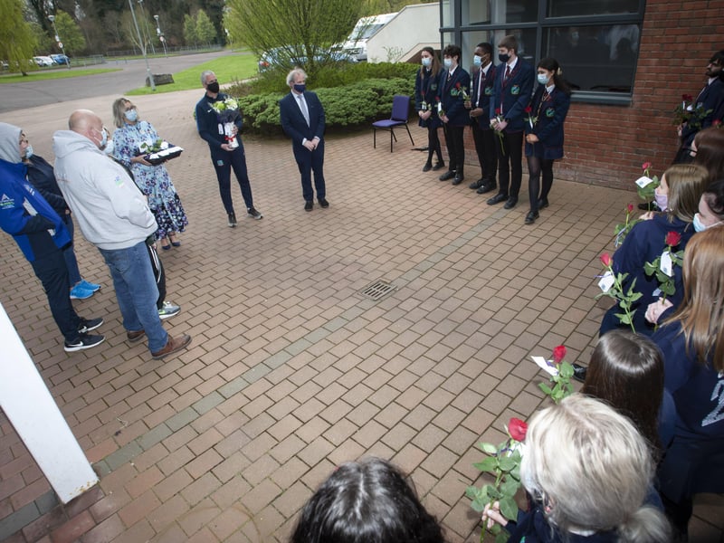 Oakgrove Vice-Principal Mr John Harkin reflecting on Lee's time at Oakgrove and the impact he had while thanking students for supporting each other and continuing to honour Lee's memory on Monday. (Photos: Jim McCafferty Photography)
